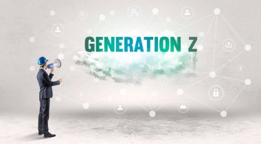 GENERATION Z yazıtları ile sosyal medya kavramı üzerinde çalışan mühendis