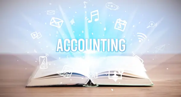 Opeen Book Napisem Accounting Koncepcja Biznesowa — Zdjęcie stockowe