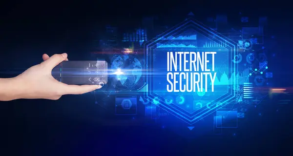 Беспроводная Периферия Надписью Internet Security Концепция Кибербезопасности — стоковое фото