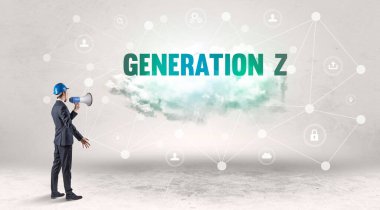 GENERATION Z yazıtları ile sosyal medya kavramı üzerinde çalışan mühendis