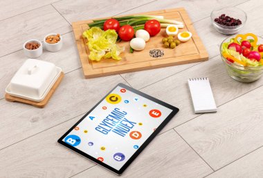 GLYCEMIC INDEX yazıtlı sağlıklı tablet Pc bileşimi, kilo kaybı kavramı kavramı