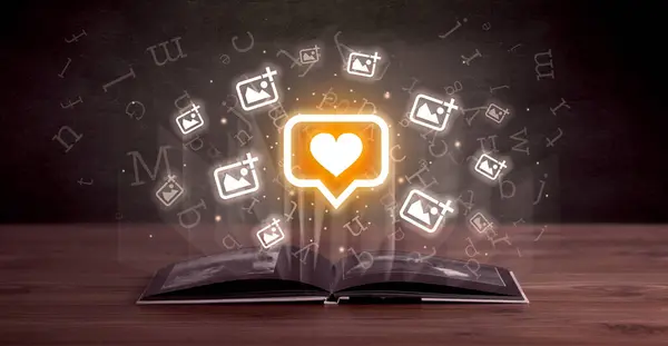 Open Book Speech Bubble Heart Icons Social Networking Concept Royalty Free Stock Images