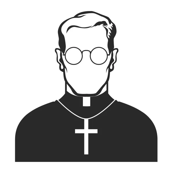 Katolicki Ksiądz Krucyfiksem Ikona Chrześcijańskiego Pastora Specyfikacjach Wektor — Wektor stockowy