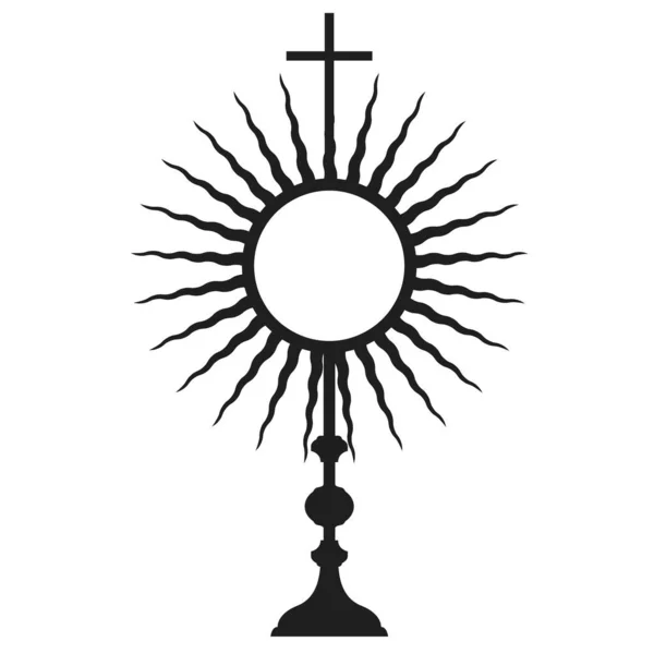 Silhouette Monstrance Sacrement Eucharistie Sainte Communion Corpus Christi Vecteur — Image vectorielle