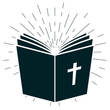 Kutsal İncil, haçlı eski ahit kitabını aç. İncil 'in ve aydınlığın kapağını aç.