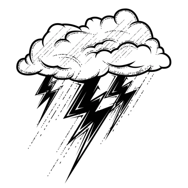 Сильный Дождь Время Грозы Грозовое Облако Молния Плохая Погода Вектор — стоковый вектор