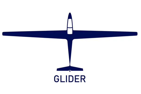 Planeur Planeur Vue Dessus Silhouette Planeur Volante Aucun Avion Moteur — Image vectorielle