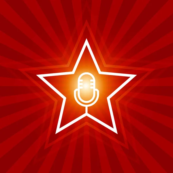Hangverseny Embléma Mikrofon Belül Csillag Ének Vagy Karaoke Szupersztár Vektor — Stock Vector