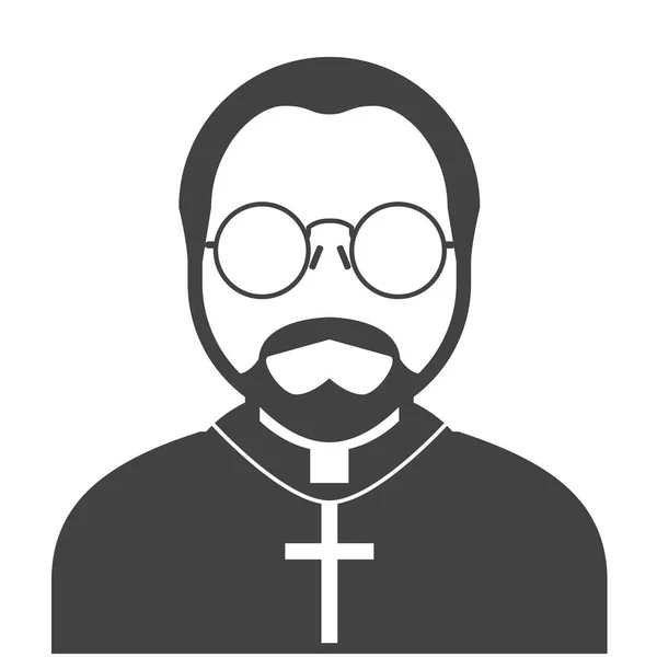 Catholic Priest Icon Avatar Christian Pastor Specs Sunday Homily Vector — Stock Vector