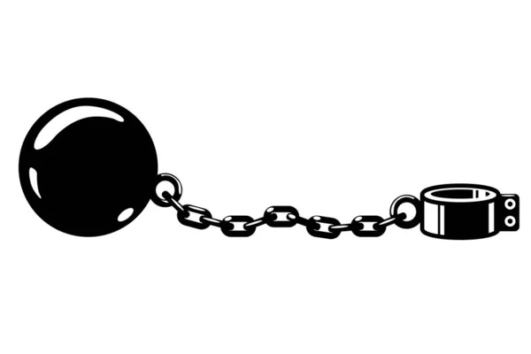 Σάκοι Κύβος Στην Αλυσίδα Βάρος Μεταλλική Μπάλα Δέσμια Φυλακισμένων Επιβάρυνση — Διανυσματικό Αρχείο
