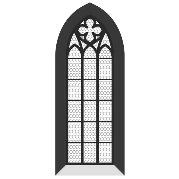 Janela Igreja Vitral Estilo Gótico Janela Templo Catedral Católica Vetor — Vetor de Stock