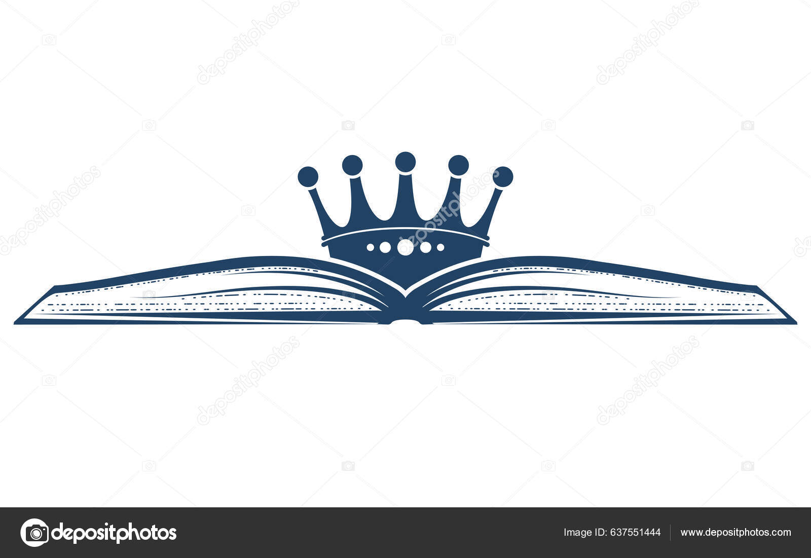 Open Book Crown Fairytale Reading King Knowledge Education Kid.