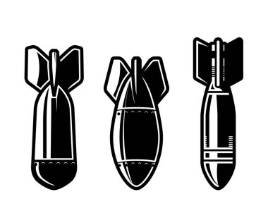 Nuclear missile or atomic bomb, rocket in cartoon style, bombshell, vector