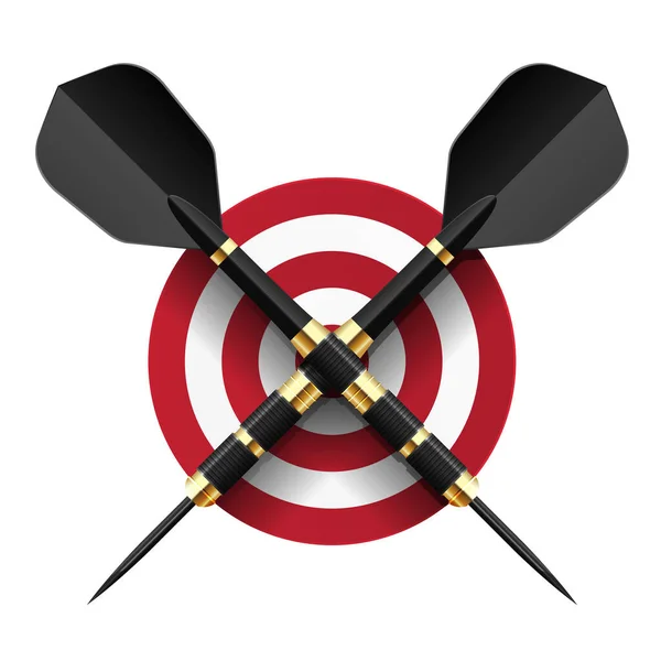 Darts Game Championship Emblem Two Crossed Darts Simple Target Dartboard — Vector de stock