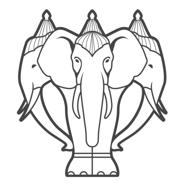 白象Airavata 后人神话中的许多头像 Abhra Matanga或Naga Malla大象 — 图库矢量图片