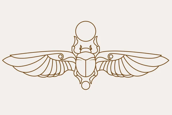 Egyptian Sacred Scarab Outspread Wings Ancient Egyptian Beetle Symbol Khepri — Stock Vector