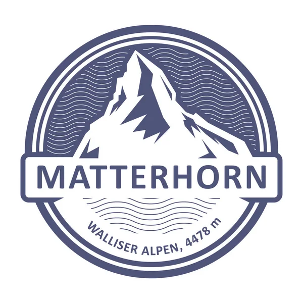Emblem Mit Stempel Des Matterhorns Monte Cervino Berg Der Penninischen — Stockvektor
