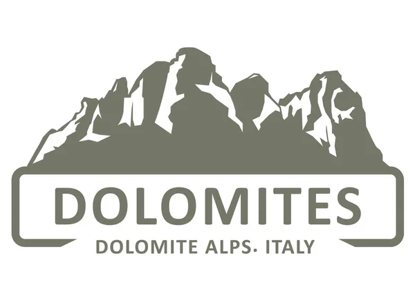 Pieczęć Lub Godło Alp Dolomitowych Sihouette Dolomiti Mountains Włochy Wektor — Wektor stockowy