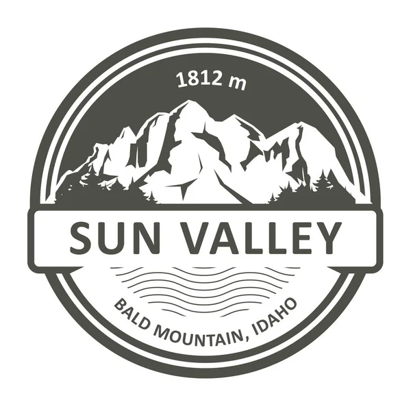 Σφραγίδα Της Sun Valley Στο Άινταχο Κατάσταση Έμβλημα Bald Mountain — Διανυσματικό Αρχείο