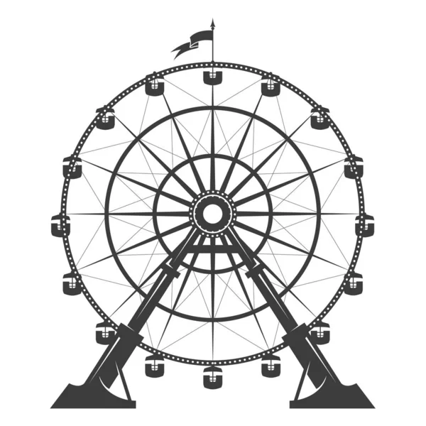 Big Ferris Wheel Amusement Park Observation Wheel Attraction Vector — Stock Vector