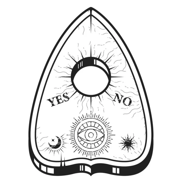 Ouija Pointer Spirit Talking Board Spiritualism Session Board Occult Symbols — Stock Vector