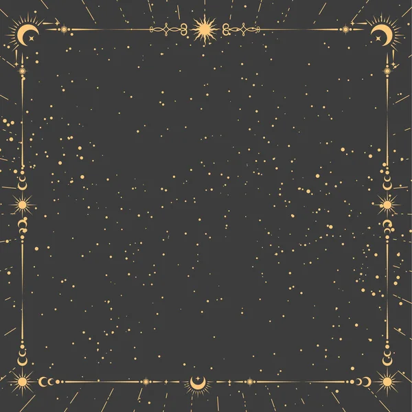 Quadro Celestial Místico Dourado Com Estrelas Celestes Bandeira Com Cantos Ilustrações De Bancos De Imagens Sem Royalties