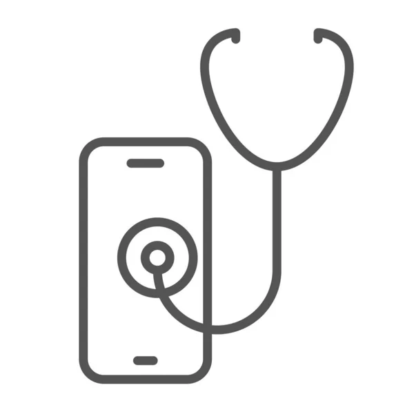 Ikona Linii Telemedycyny Internetowy Znak Terapeutyczny Telezdrowia Smartfon Stetoskop Wektor Ilustracje Stockowe bez tantiem