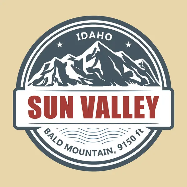 Абстрактна Емблема Долини Сонця Марка Айдахо Снігом Покритими Вершинами Гір — стоковий вектор