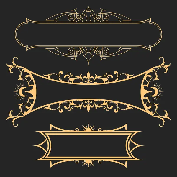 stock vector Set of mystic style banners with ornamental border, tarot style frames with curls, esoteric borders, vector