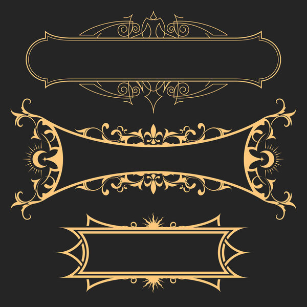 Набор баннеров мистического стиля с декоративной границей, рамы в стиле таро с кудрями, эзотерические границы, вектор