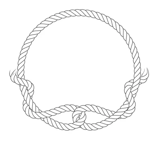 Okrągła Rama Linowa Pętlami Węzłowymi Krąg Linowy Zwisającymi Zakończeniami Węzeł Grafika Wektorowa