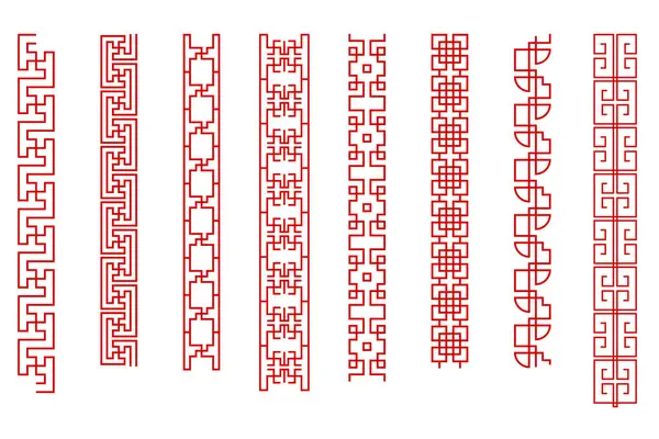 Fronteras Decorativas Estilo Chino Ornamento Asiático Étnico Colección Líneas Patrón Gráficos Vectoriales