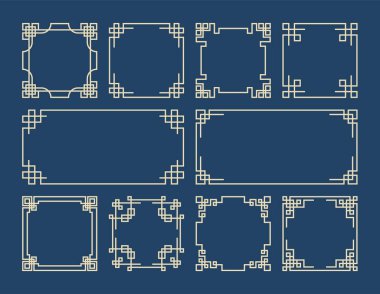 Çin sancakları ve çerçeveleri, geleneksel Asya tasarım unsurları, Çin süsü, vektör