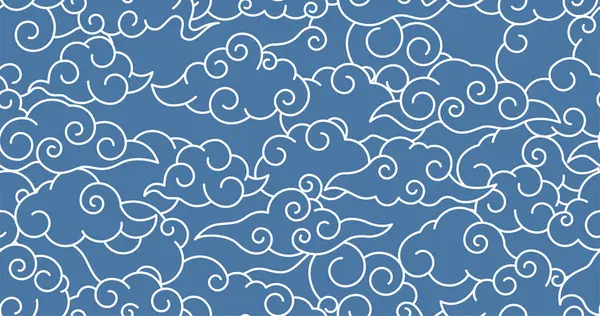 中国风格的无缝背景 多云的天空模式 图库矢量图片