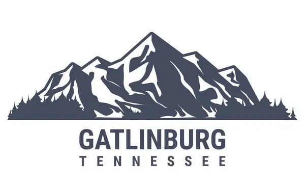 Gatlinburg Tennessee Godło Miasta Kurortu Pokryty Śniegiem Pasmo Gór Hrabstwo Wektory Stockowe bez tantiem