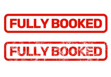 Tamamen dolu kırmızı damga, tamamen ayrılmış ya da tam dolu etiket, boş oda yok, vektör