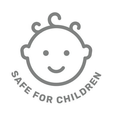 Çocuklar için güvenli ürün. Çocuklar için güvenli. Kozmetik ve gıda etiketi.