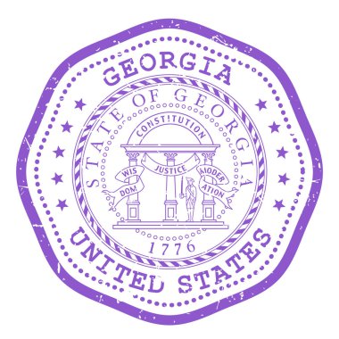 Mühürlü Gürcistan pulu, ABD seyahat damgası, Gürcistan 'ın sefil posta damgası, vektör.