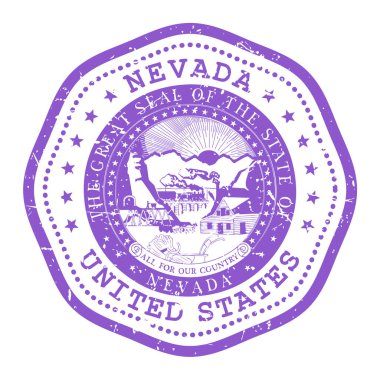 Mührü olan Nevada eyaleti damgası, ABD seyahat damgası, Nevada 'nın eski püskü posta damgası, vektör.