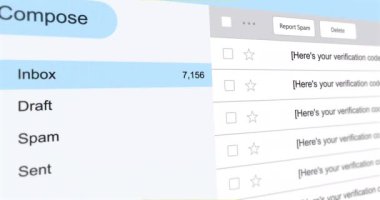OTP doğrulama kodu ile gelen yeni e- posta, onay parola e- posta dizini, posta arayüzü kapatma, görüntüler