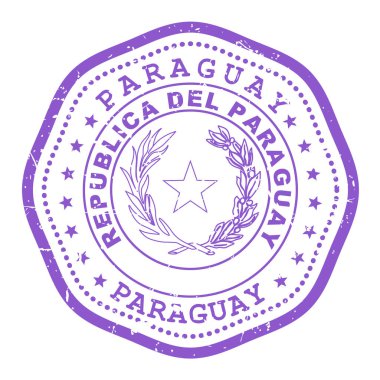 Devlet mührü ya da armalı paraguay damgası, seyahat pulu, Paraguay 'ın eski püskü posta damgası, vektör