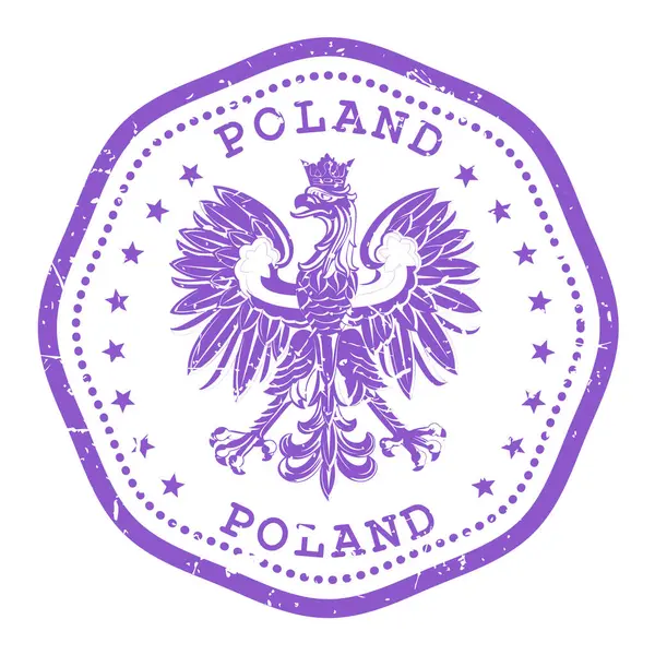 Polonya damgası devlet mührü veya arma, seyahat damgası, eski püskü Polonya posta damgası, vektör