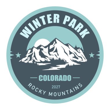 Kış Parkı kayak merkezi, Colorado, ABD, karla kaplı dağlar, vektör