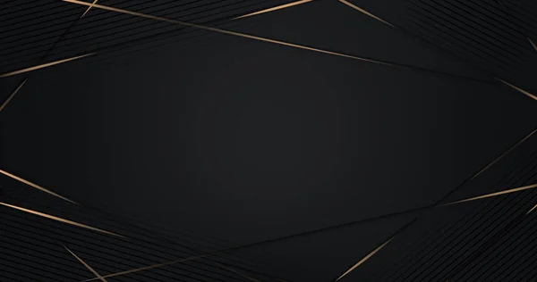 Absztrakt Luxus Háttér Arany Vonalak Fekete Háttér Arany Sokszögű Véletlenszerű — Stock Fotó