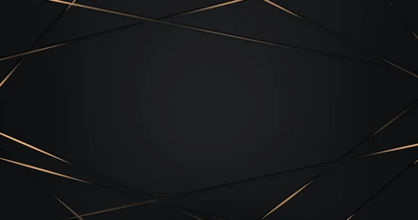 抽象的豪华背景 金色的线条在黑色背景上 金多边形随机网络发光设计 高级梯度横幅 现代黑暗皇家Bg 钢制发光3D动态网架 — 图库照片#