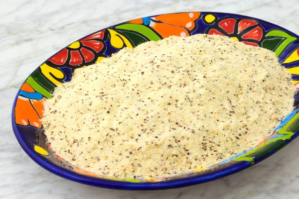 Precooked Nixtamalized Corn Flour Mixed Chia Seeds Sesame Seeds Powerhouse — Stock Photo, Image