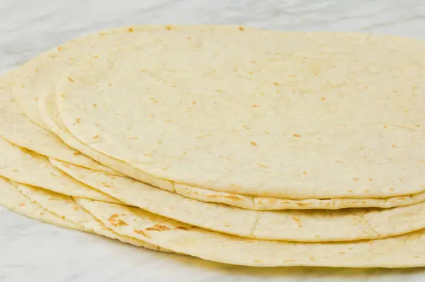 Tortillas Trigo Mexicano Hechas Mano Perfectas Para Burritos Deliciosas Quesadillas —  Fotos de Stock