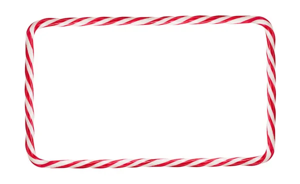Цукеркова Тростина Різдвяна Рамка Ізольована Білому Тлі Пробілом Копіювання — стокове фото