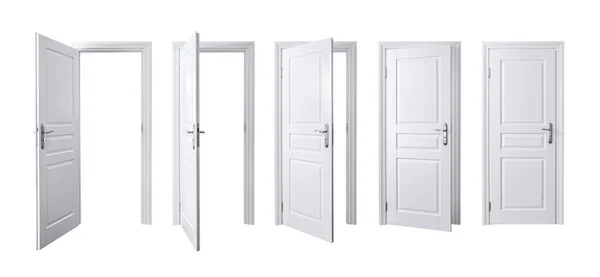 Set Diferentes Puertas Blancas Elegantes Cortadas Sin Fondo — Foto de Stock