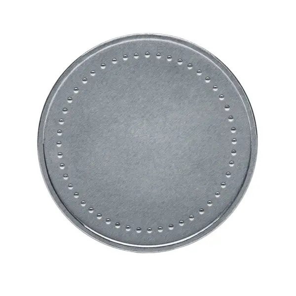 Nahaufnahme Einer Leeren Silbernen Münze Auf Weißem Hintergrund Stockbild